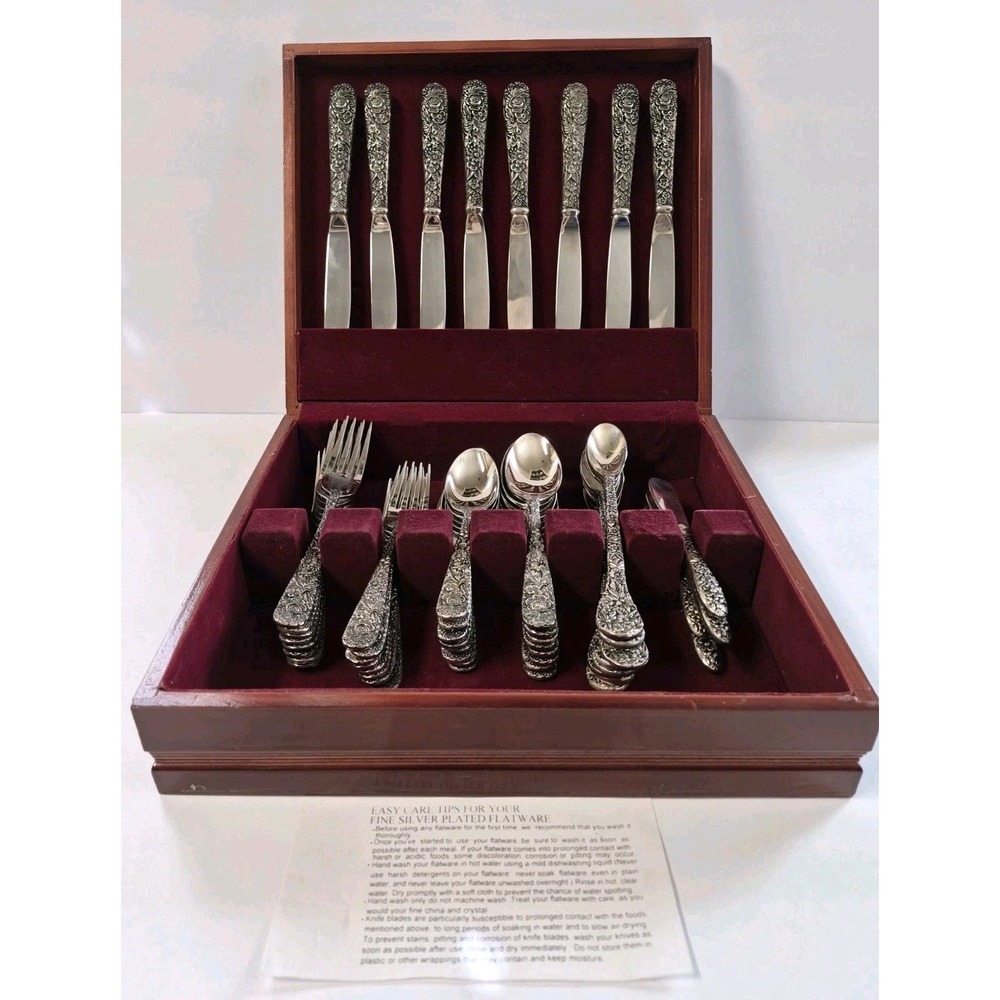 Vintage Godinger Olde Bouquet Silverplate Set - 52 piece - Rare - Original Box
